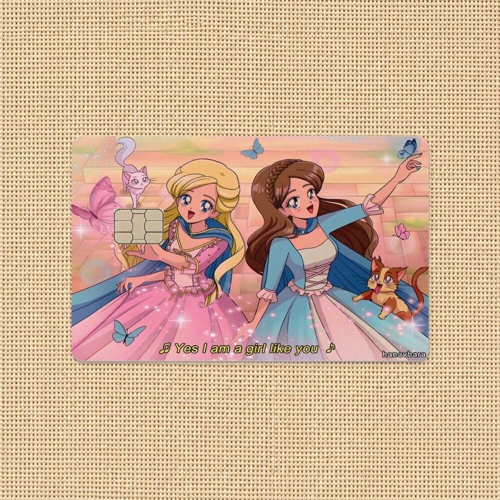 Anime Princess Credit Card Skin Sticker Holographic Barbie Movie Debit Card Cove